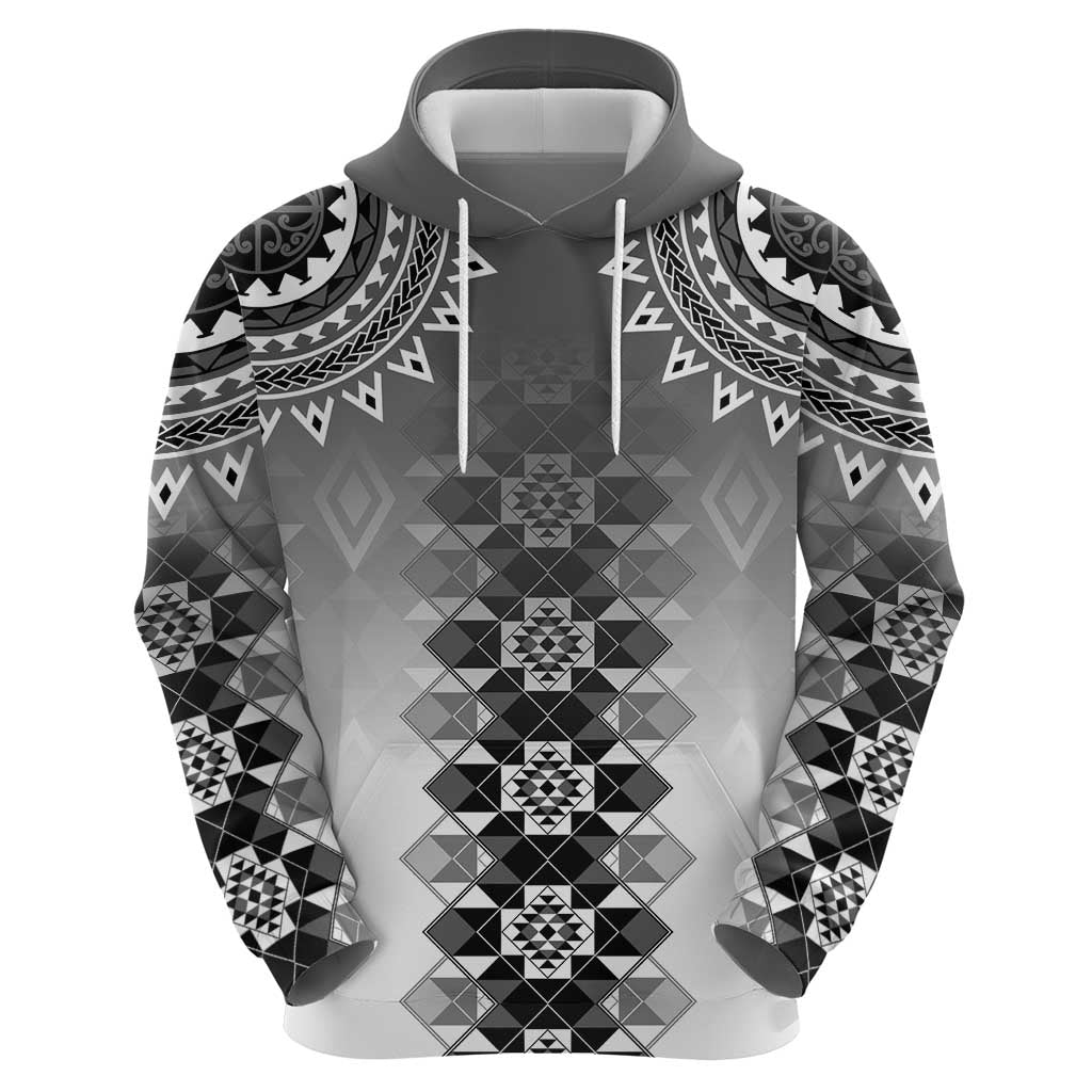 New Zealand Zip Hoodie Poutama Mix Gray Taniko Inspired Art LT05