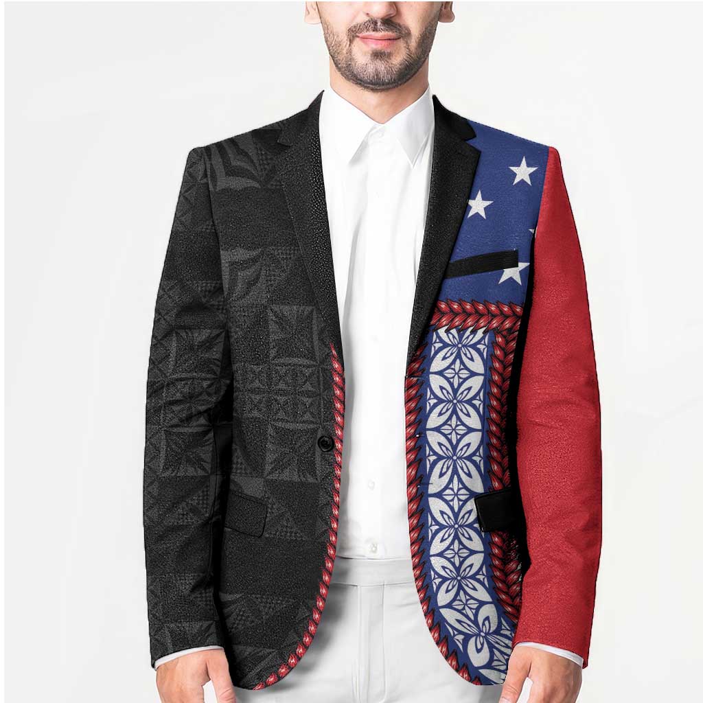 Samoa Flag Blazer Ula Fala With Samoan Siapo LT05 - Polynesian Pride
