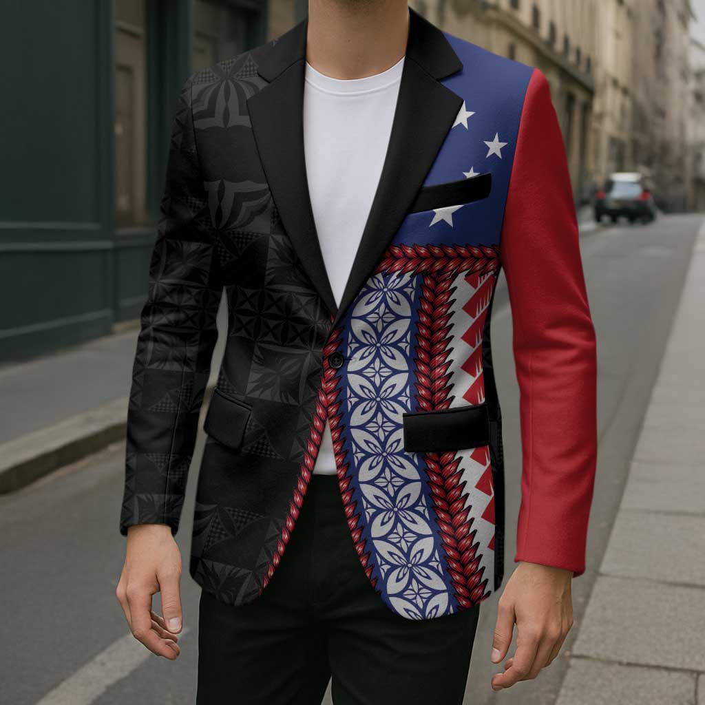 Samoa Flag Blazer Ula Fala With Samoan Siapo LT05 - Polynesian Pride