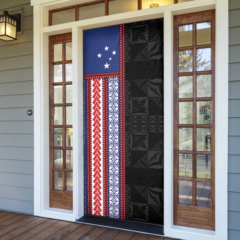 Samoa Flag Door Cover Ula Fala With Samoan Siapo - Polynesian Pride
