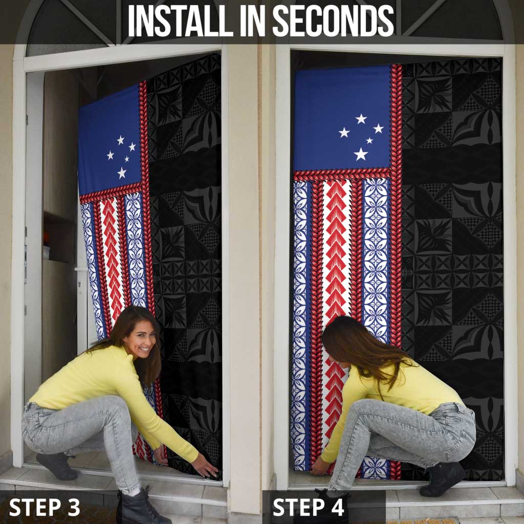 Samoa Flag Door Cover Ula Fala With Samoan Siapo - Polynesian Pride