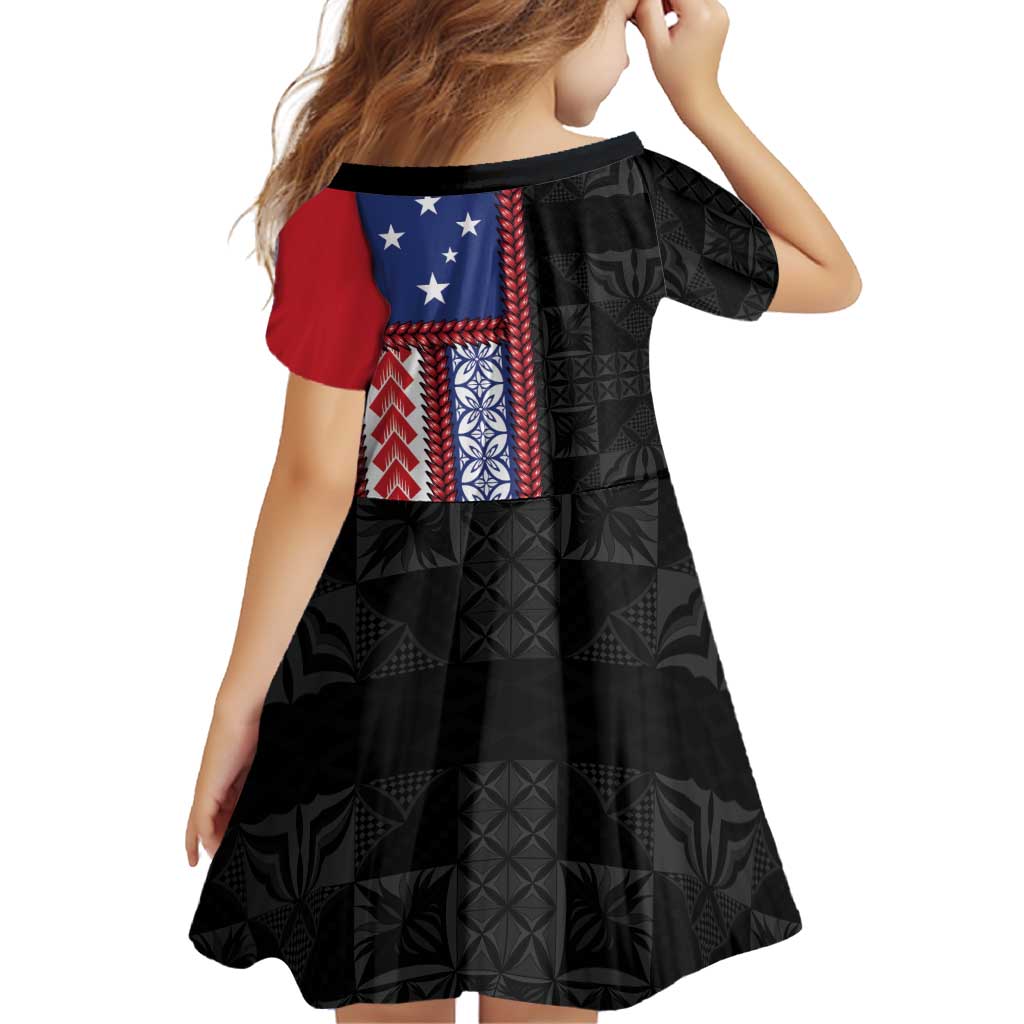 Samoa Flag Family Matching Long Sleeve Bodycon Dress and Hawaiian Shirt Ula Fala With Samoan Siapo - Polynesian Pride