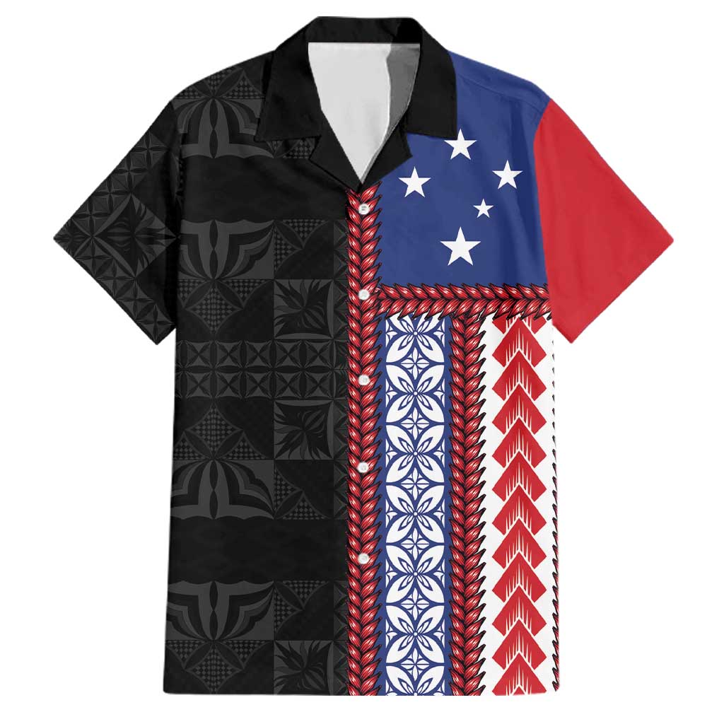 Samoa Flag Family Matching Long Sleeve Bodycon Dress and Hawaiian Shirt Ula Fala With Samoan Siapo - Polynesian Pride