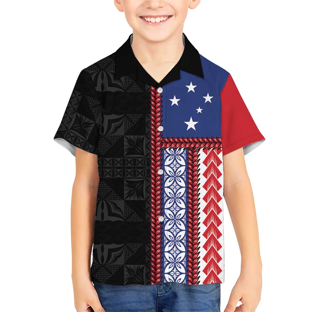 Samoa Flag Family Matching Long Sleeve Bodycon Dress and Hawaiian Shirt Ula Fala With Samoan Siapo - Polynesian Pride