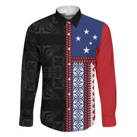 Samoa Flag Family Matching Off The Shoulder Long Sleeve Dress and Hawaiian Shirt Ula Fala With Samoan Siapo - Polynesian Pride