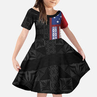 Samoa Flag Family Matching Off Shoulder Short Dress and Hawaiian Shirt Ula Fala With Samoan Siapo - Polynesian Pride