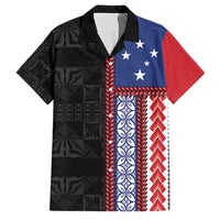Samoa Flag Family Matching Off Shoulder Short Dress and Hawaiian Shirt Ula Fala With Samoan Siapo - Polynesian Pride