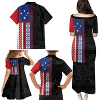Samoa Flag Family Matching Puletasi and Hawaiian Shirt Ula Fala With Samoan Siapo - Polynesian Pride