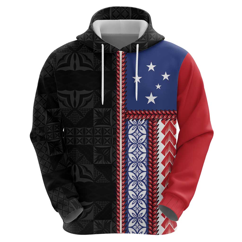 Samoa Flag Hoodie Ula Fala With Samoan Siapo - Polynesian Pride