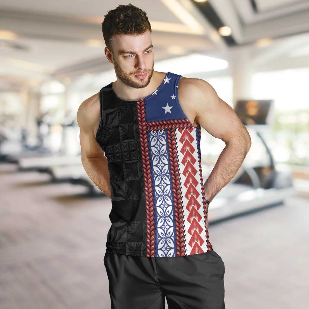 Samoa Flag Men Tank Top Ula Fala With Samoan Siapo LT05 Black - Polynesian Pride