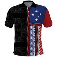 Samoa Flag Polo Shirt Ula Fala With Samoan Siapo - Polynesian Pride