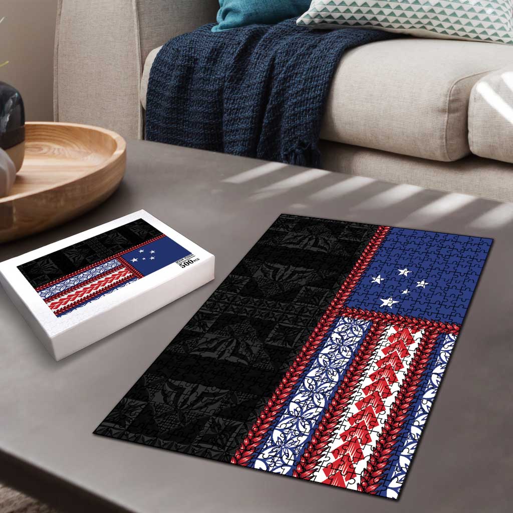 Samoa Flag Puzzle Ula Fala With Samoan Siapo - Polynesian Pride