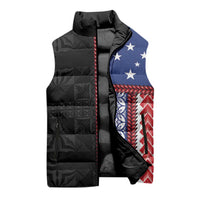 Samoa Flag Sleeveless Puffer Jacket Ula Fala With Samoan Siapo - Polynesian Pride