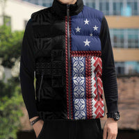Samoa Flag Sleeveless Puffer Jacket Ula Fala With Samoan Siapo - Polynesian Pride
