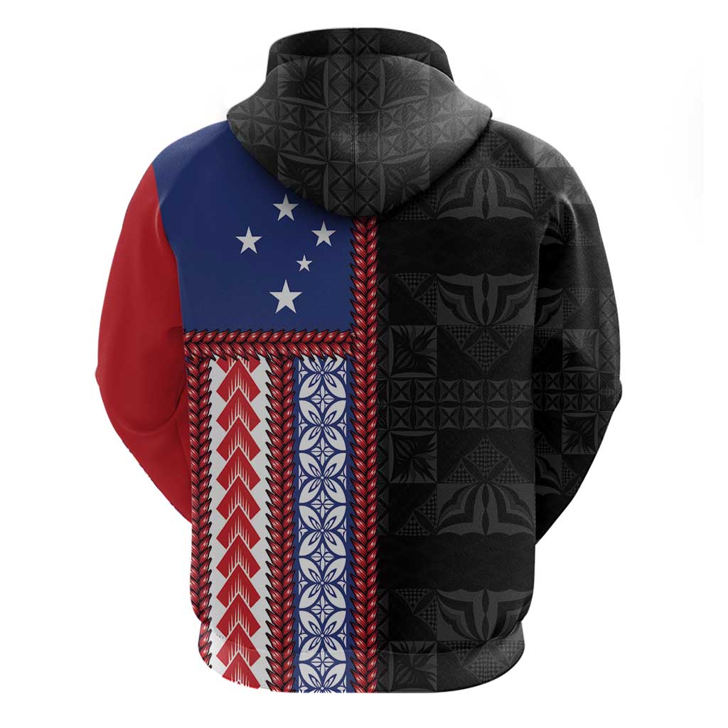 Samoa Flag Zip Hoodie Ula Fala With Samoan Siapo - Polynesian Pride