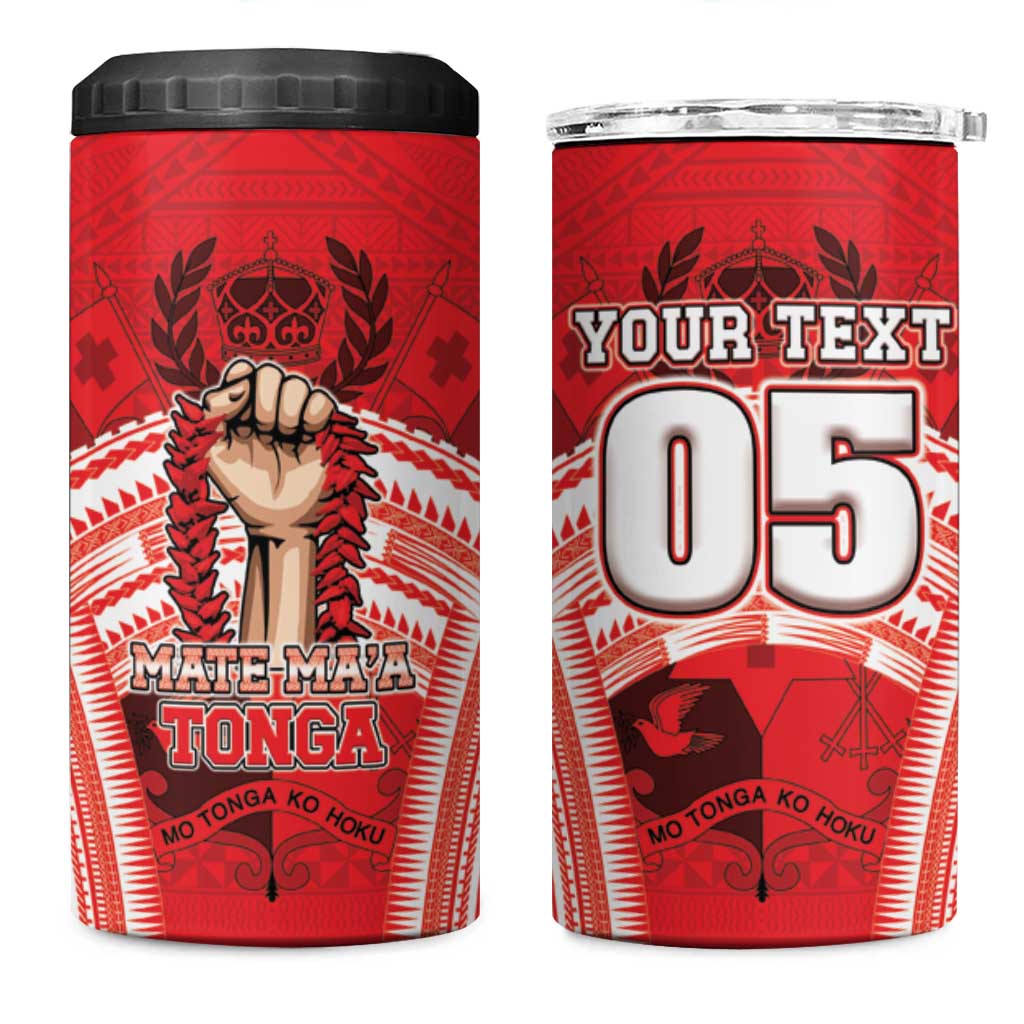 Custom Tonga Rugby Mate Ma'a 4 in 1 Can Cooler Tumbler Tongan Pride Unique Style LT05 One Size: 16 oz Red - Polynesian Pride