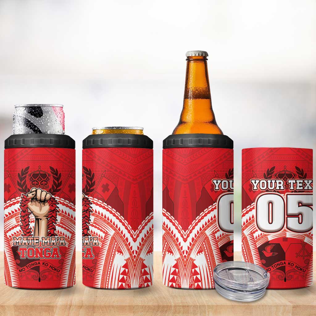 Custom Tonga Rugby Mate Ma'a 4 in 1 Can Cooler Tumbler Tongan Pride Unique Style LT05 - Polynesian Pride
