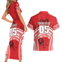 Custom Tonga Rugby Mate Ma'a Couples Matching Short Sleeve Bodycon Dress and Hawaiian Shirt Tongan Pride Unique Style LT05 - Polynesian Pride