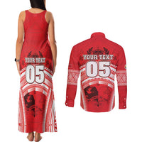Custom Tonga Rugby Mate Ma'a Couples Matching Tank Maxi Dress and Long Sleeve Button Shirt Tongan Pride Unique Style LT05 - Polynesian Pride