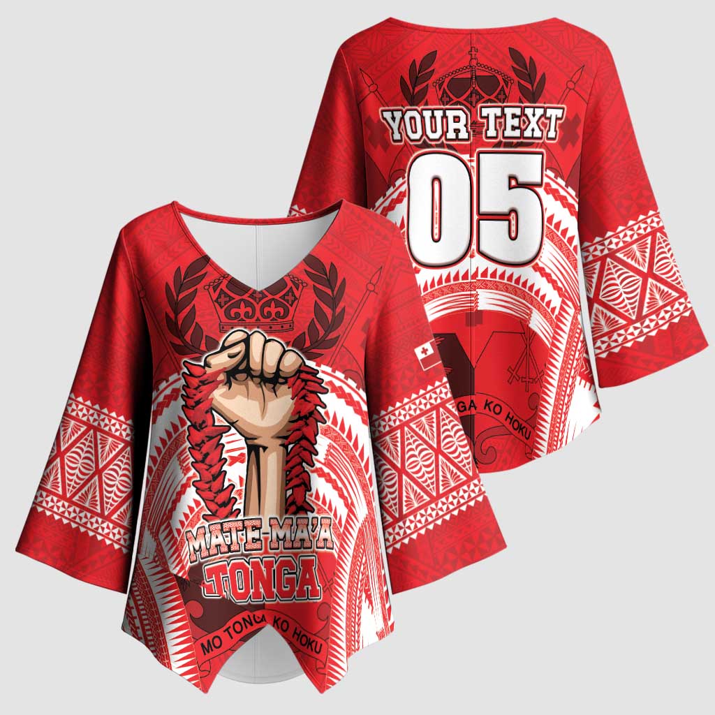 Custom Tonga Rugby Mate Ma'a Kimono Sleeve Blouse Tongan Pride Unique Style LT05 - Polynesian Pride