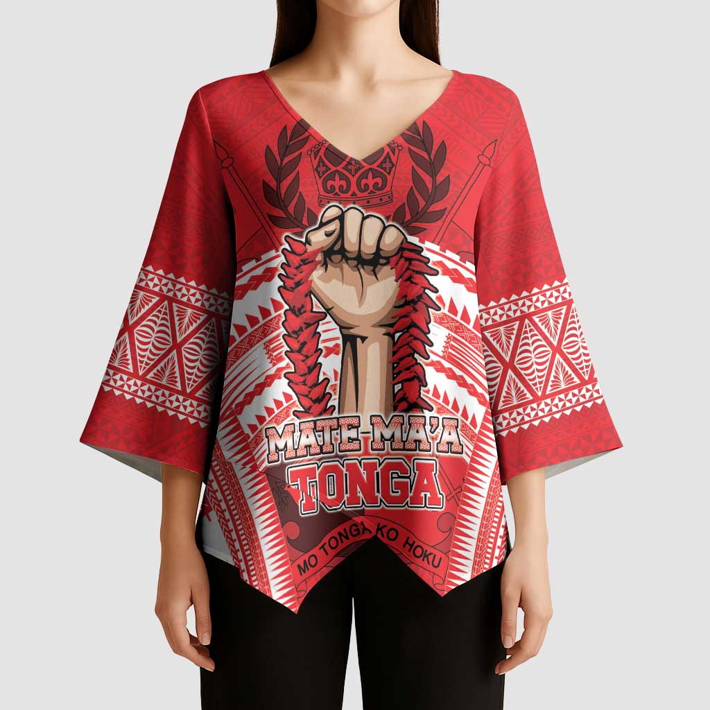 Custom Tonga Rugby Mate Ma'a Kimono Sleeve Blouse Tongan Pride Unique Style LT05 - Polynesian Pride