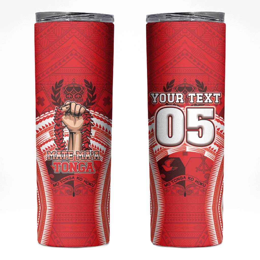 Custom Tonga Rugby Mate Ma'a Skinny Tumbler Tongan Pride Unique Style LT05 Red - Polynesian Pride