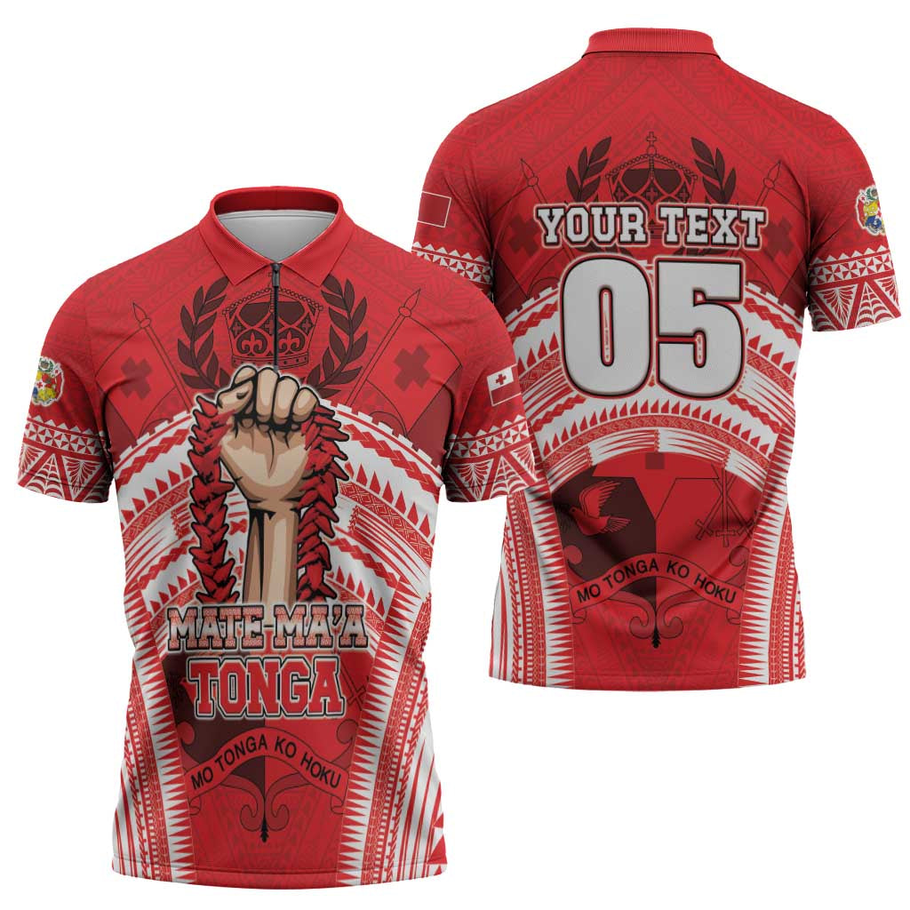 Custom Tonga Rugby Mate Ma'a Zipper Polo Shirt Tongan Pride Unique Style LT05 - Polynesian Pride