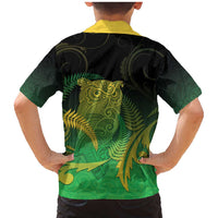 New Zealand Aotearoa Ruru Family Matching Mermaid Dress and Hawaiian Shirt Maori Fern Art Green