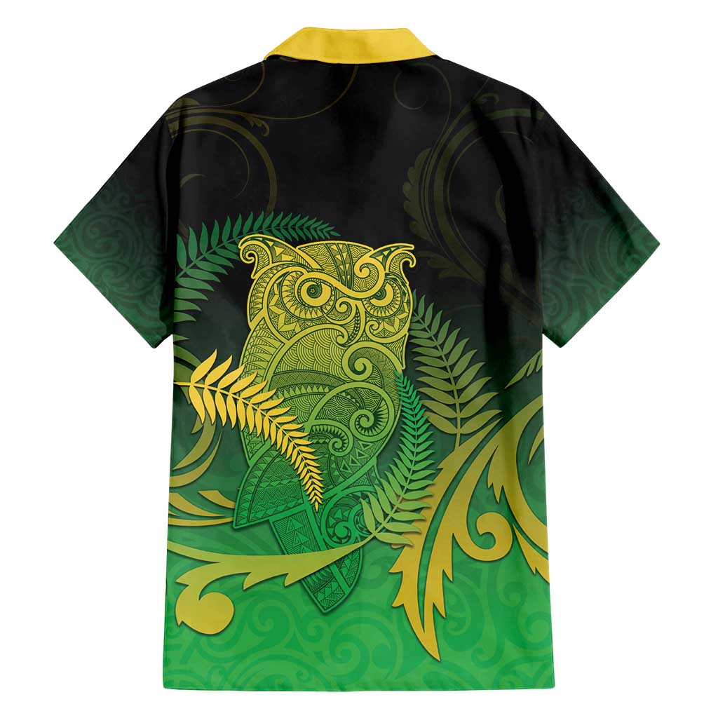 New Zealand Aotearoa Ruru Family Matching Puletasi and Hawaiian Shirt Maori Fern Art Green