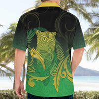 New Zealand Aotearoa Ruru Hawaiian Shirt Maori Fern Art Green