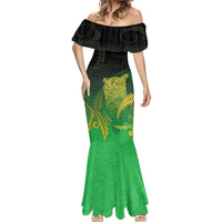 New Zealand Aotearoa Ruru Mermaid Dress Maori Fern Art Green