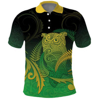 New Zealand Aotearoa Ruru Polo Shirt Maori Fern Art Green