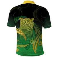 New Zealand Aotearoa Ruru Polo Shirt Maori Fern Art Green