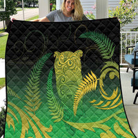 New Zealand Aotearoa Ruru Quilt Maori Fern Art Green LT05 Green - Polynesian Pride