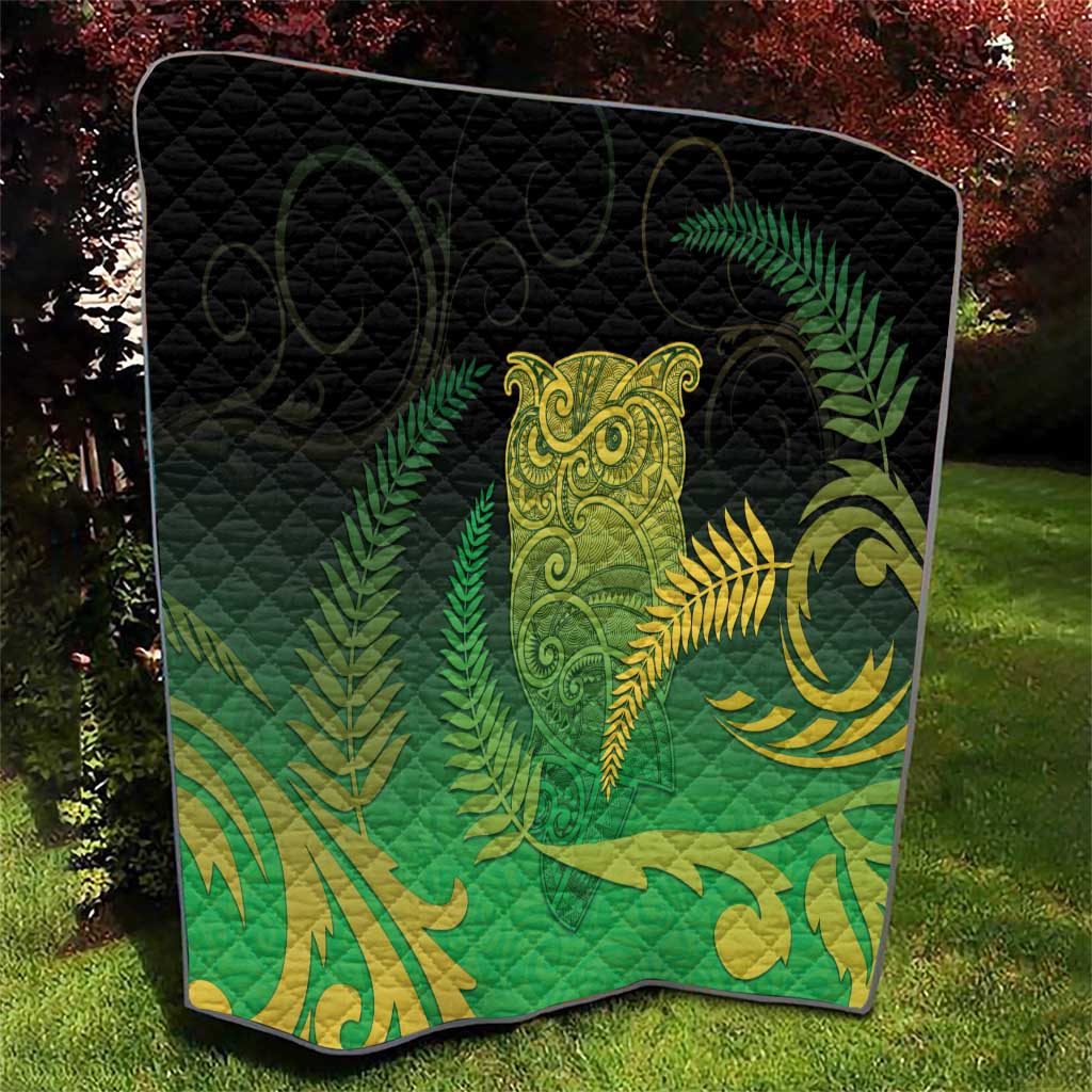 New Zealand Aotearoa Ruru Quilt Maori Fern Art Green LT05 - Polynesian Pride
