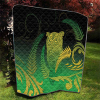 New Zealand Aotearoa Ruru Quilt Maori Fern Art Green LT05 - Polynesian Pride