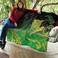 New Zealand Aotearoa Ruru Quilt Maori Fern Art Green LT05 - Polynesian Pride
