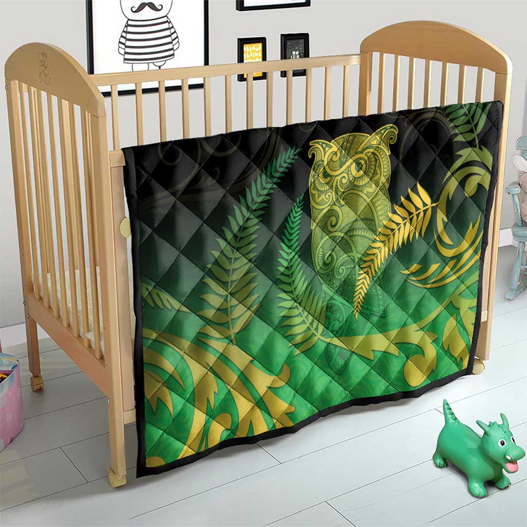 New Zealand Aotearoa Ruru Quilt Maori Fern Art Green LT05 - Polynesian Pride