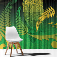 New Zealand Aotearoa Ruru Window Curtain Maori Fern Art Green