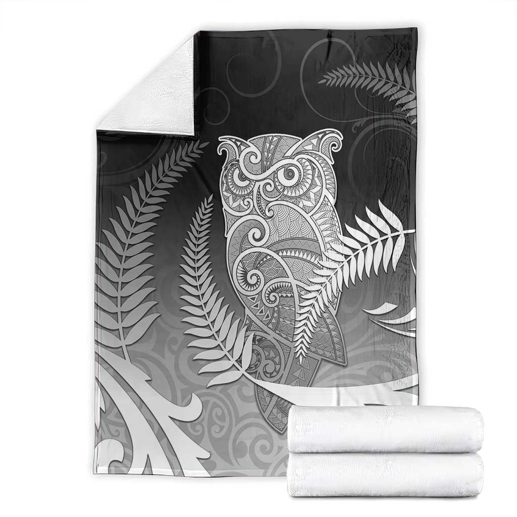 New Zealand Aotearoa Ruru Blanket Maori Fern Art Black