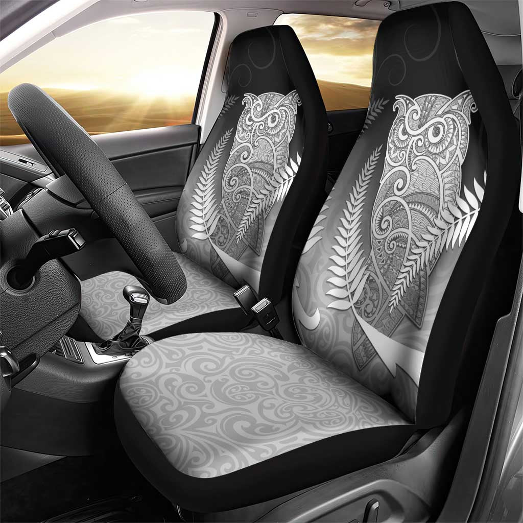 New Zealand Aotearoa Ruru Car Seat Cover Maori Fern Art Black