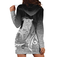 New Zealand Aotearoa Ruru Hoodie Dress Maori Fern Art Black