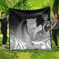 New Zealand Aotearoa Ruru Quilt Maori Fern Art Black LT05 - Polynesian Pride