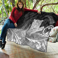 New Zealand Aotearoa Ruru Quilt Maori Fern Art Black LT05 - Polynesian Pride