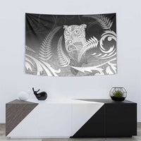 New Zealand Aotearoa Ruru Tapestry Maori Fern Art Black