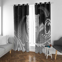 New Zealand Aotearoa Ruru Window Curtain Maori Fern Art Black