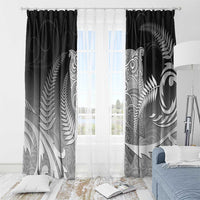 New Zealand Aotearoa Ruru Window Curtain Maori Fern Art Black