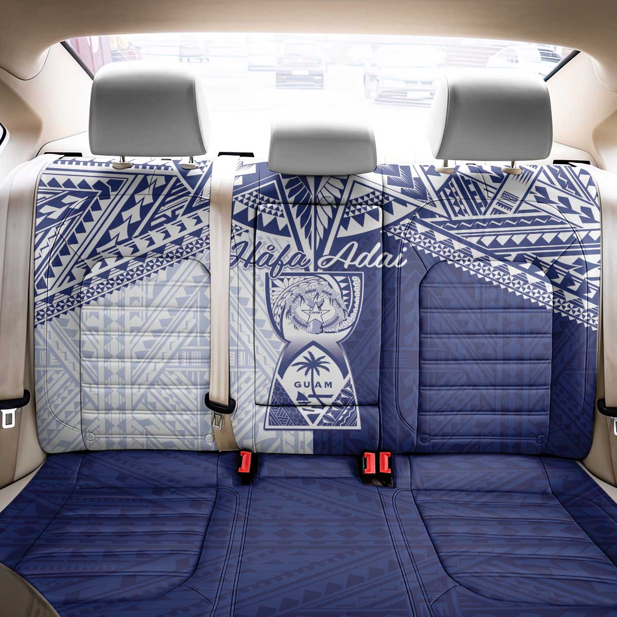 Northern Mariana Islands And Guam Back Car Seat Cover Latte Stone With Tribal Pattern LT05 - Polynesian Pride
