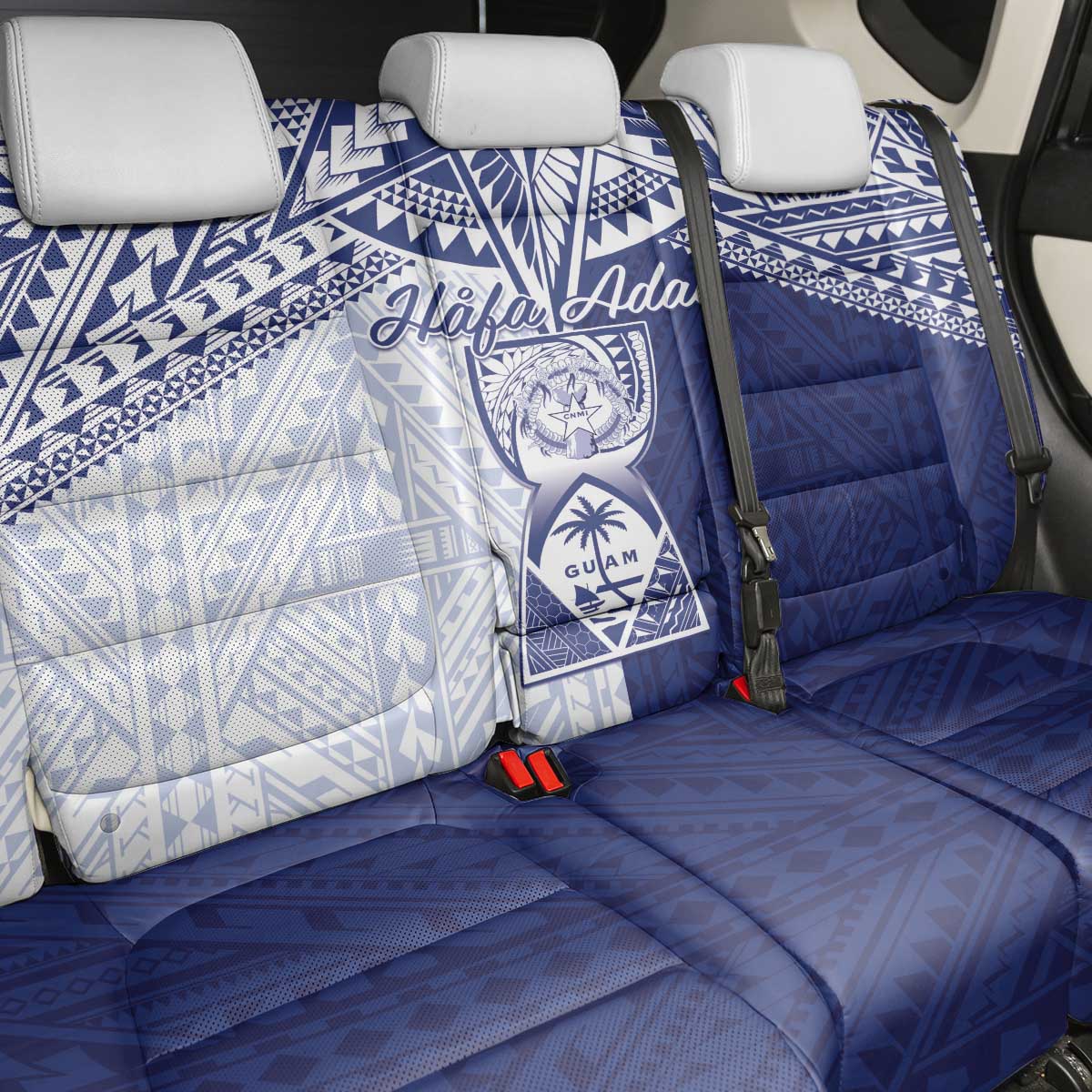 Northern Mariana Islands And Guam Back Car Seat Cover Latte Stone With Tribal Pattern LT05 - Polynesian Pride
