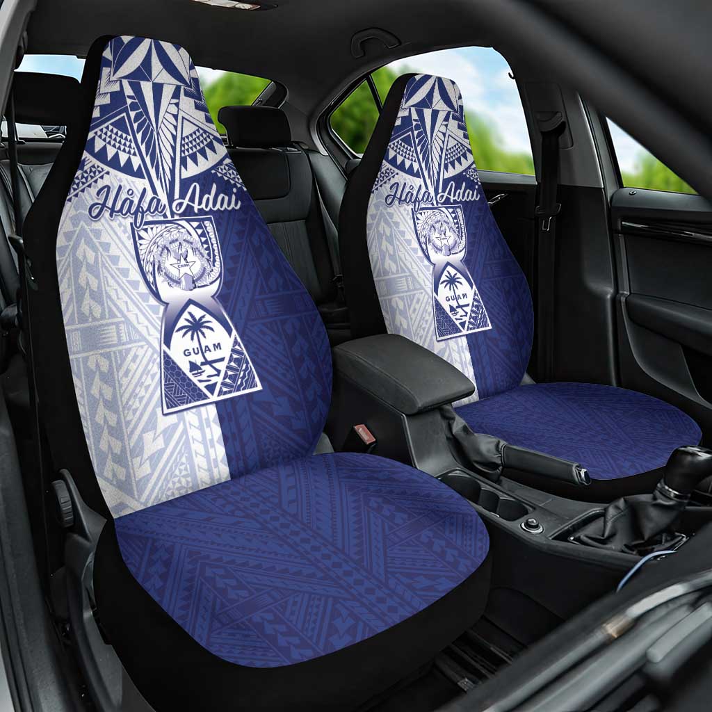 Northern Mariana Islands And Guam Car Seat Cover Latte Stone With Tribal Pattern LT05 One Size Blue - Polynesian Pride